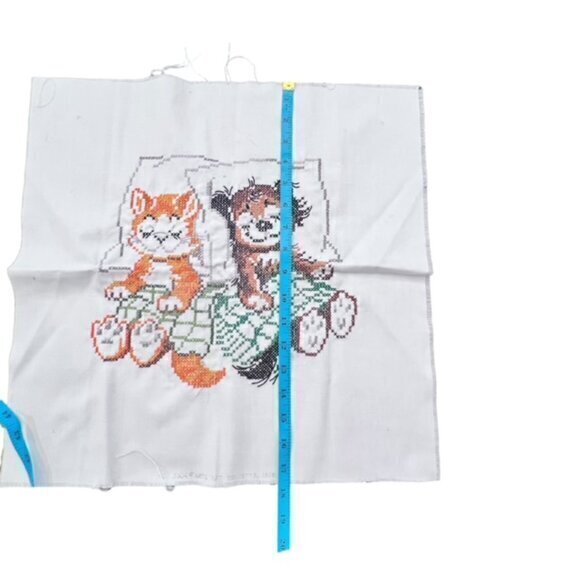 🛍️2 for $25 Sale🛍️ Napping Cat Dog Completed Cross Stitch 1978 Kids Cute ART - Picture 4 of 9